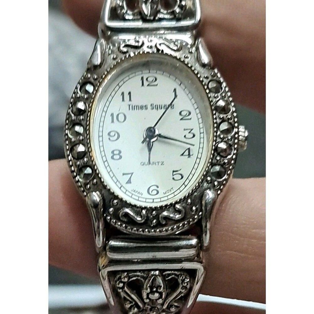 Vintage Times Square Marcasite-style Silver-tone Quartz Women's Watch